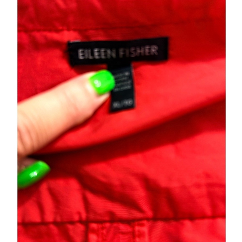 EILEEN FISHER Red‎ Hooded Anorak Jacket Drawstring Waist Lightweight Women XL - Picture 3 of 7
